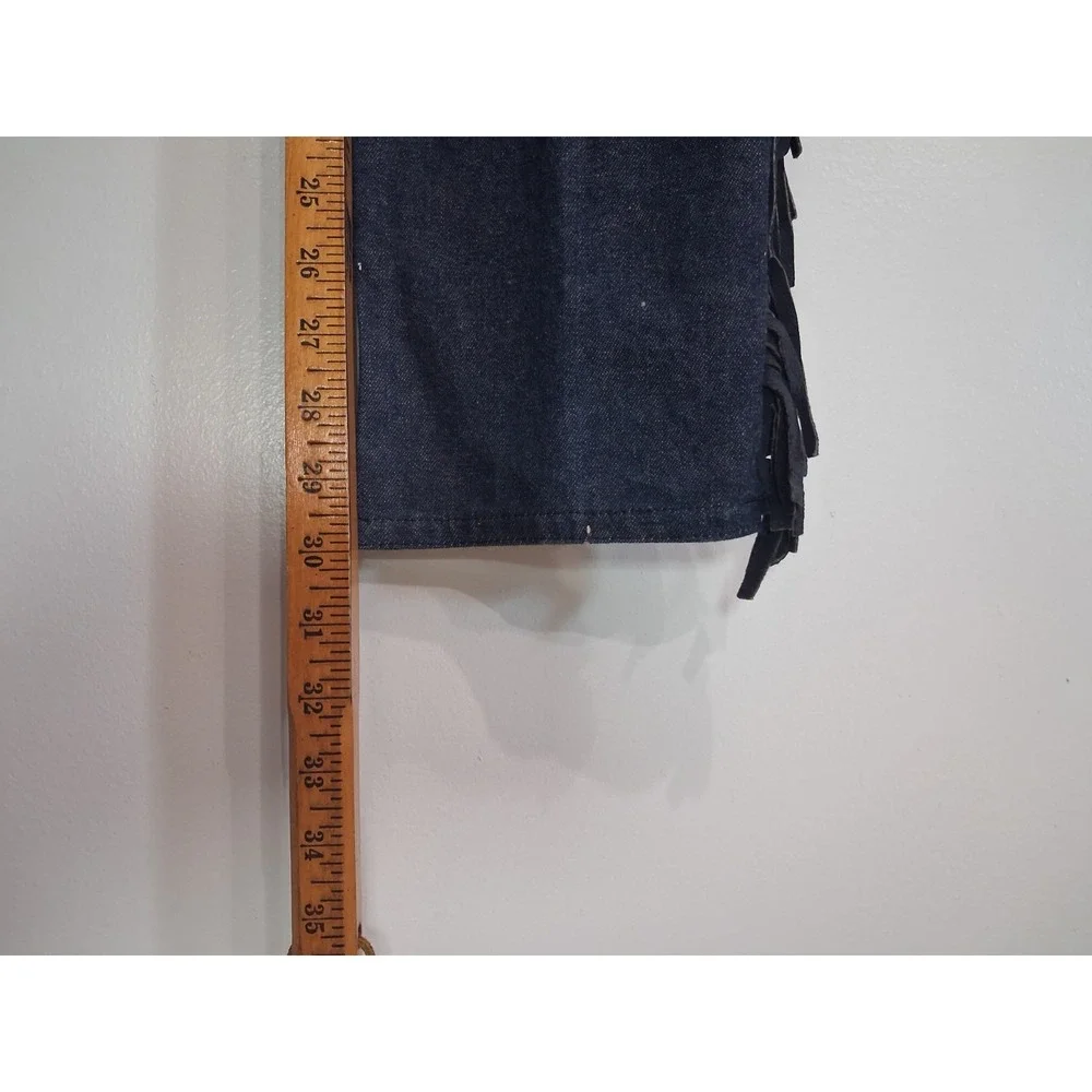 Archival 1980s Kansai Yamamoto Denim Suit Leather Fringe Hannya Mask Japan